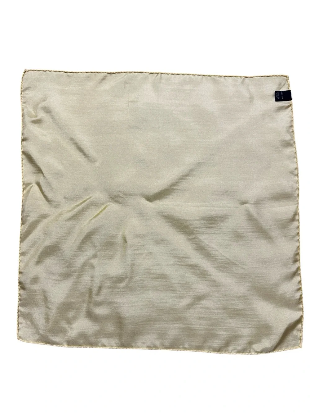 J Crew Italian Silk Pocket Square Light Pale Yellow Butter Gold Solid Italy 17”